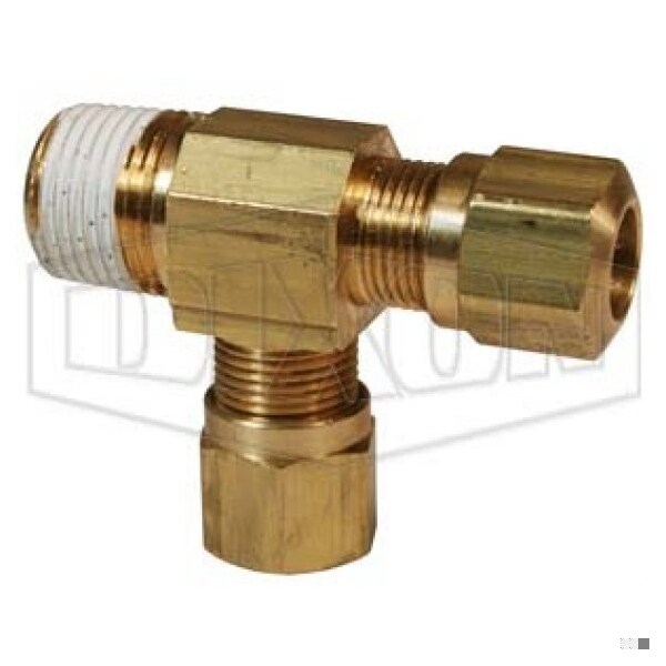 Air Brake Run Tee, 17/32-24 x 1/4 x 3/8 in, Straight Thread x Pipe x Tube, Brass, Domestic